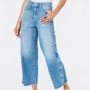 Black Daisy Women Jeans Size 13/31 Mid-Rise Button Wide Leg Crop